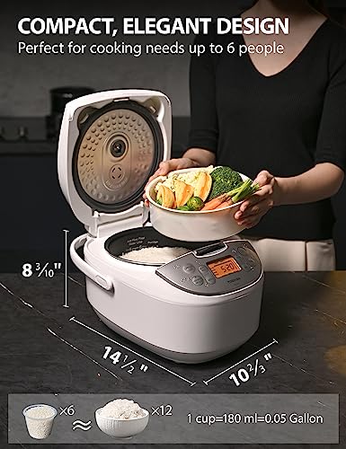 7-Function Japanese Rice Cooker with Fuzzy Logic - 6 Cup Capacity