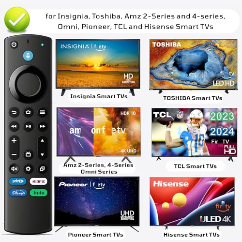 Voice Remote for Insignia, Toshiba, AMZ, Omni, Pioneer, TCL, Hisense Smart TVs and Fire Smart TV, 1-Year Warranty